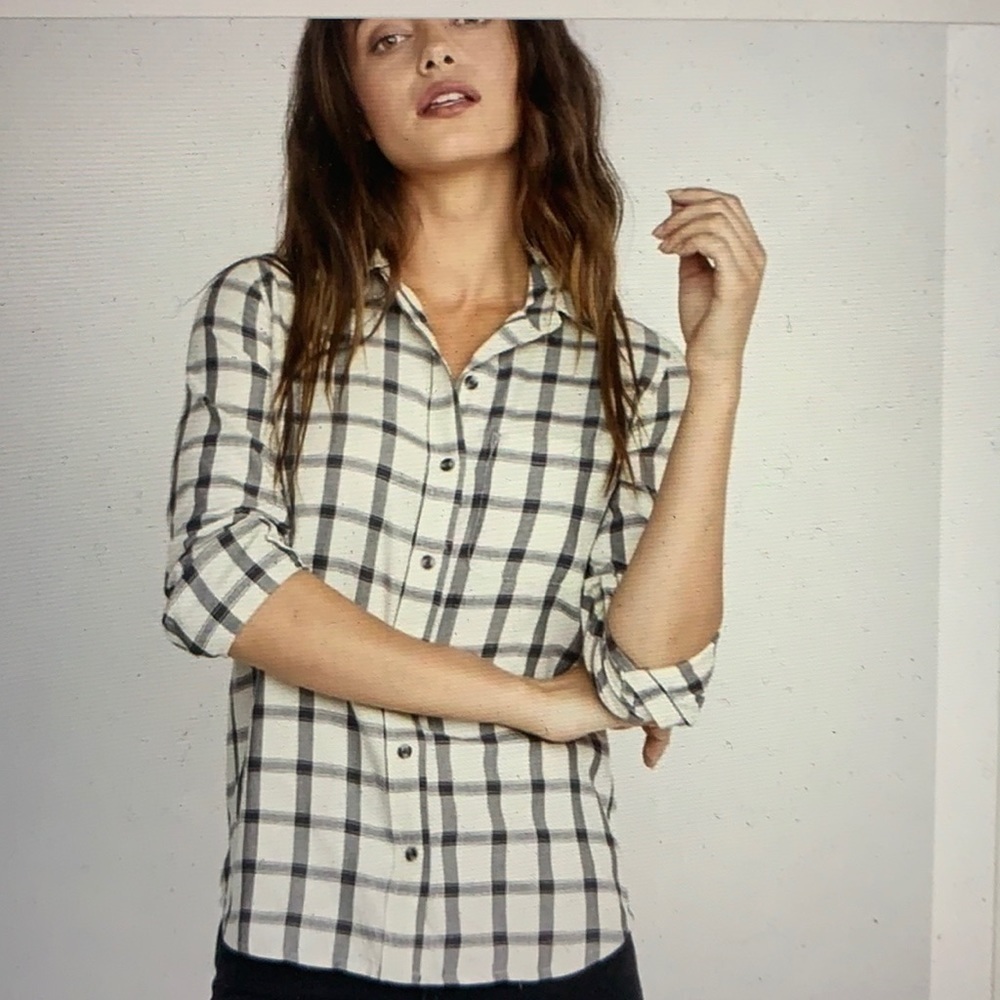 Marine Layer Hallie Windowpane Button Down Shirt XL